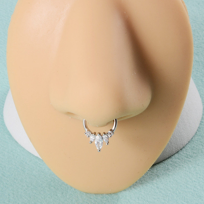 1 buc 361L din oțel chirurgical zircon Septum cu balamale Clicker pentru nas Inel inel Tragus Cartilaj Daith Piercing Helix Rook Cercei Bijuterii
