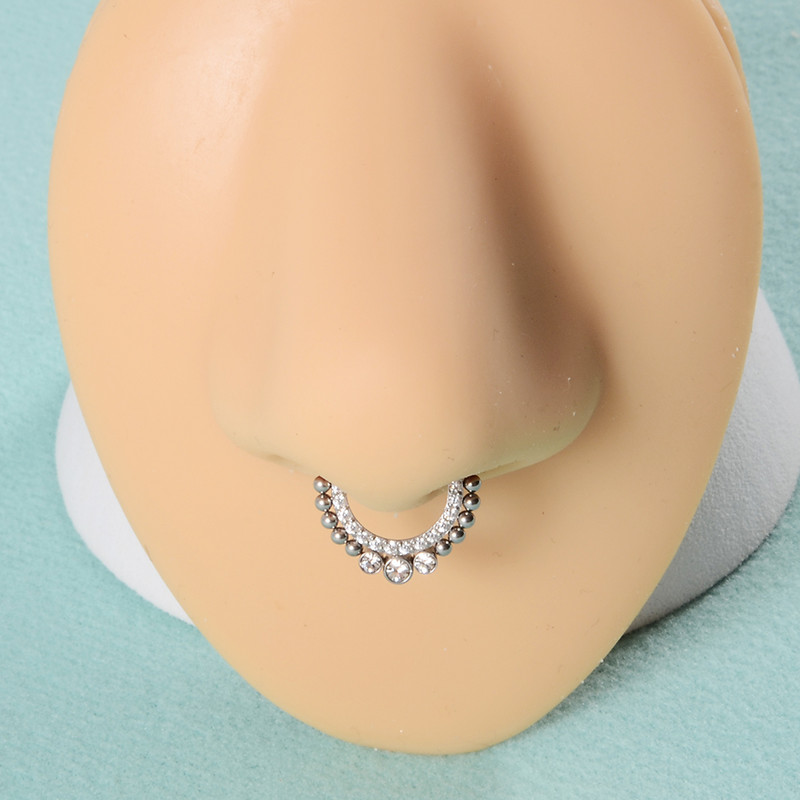 1 buc 361L din oțel chirurgical zircon Septum cu balamale Clicker pentru nas Inel inel Tragus Cartilaj Daith Piercing Helix Rook Cercei Bijuterii