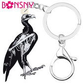 Bonsny acrilic craniu de Halloween schelet pasăre brelocuri breloc bijuterii animale cadou pentru femei fete copii geanta de mână accesoriu poșeta