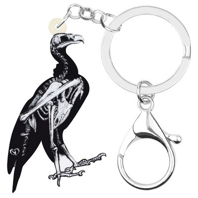 Bonsny acrilic craniu de Halloween schelet pasăre brelocuri breloc bijuterii animale cadou pentru femei fete copii geanta de mână accesoriu poșeta