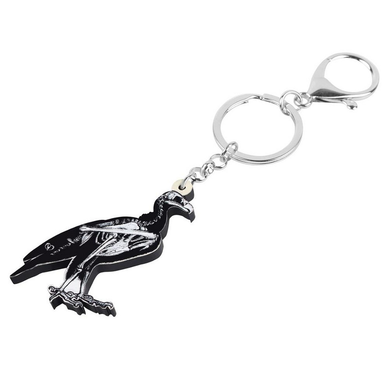 Bonsny acrilic craniu de Halloween schelet pasăre brelocuri breloc bijuterii animale cadou pentru femei fete copii geanta de mână accesoriu poșeta