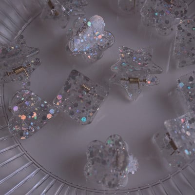 2 buc/lot paiete cu sclipici agrafă de păr din rășină transparentă agrafe breton pentru fete mini agrafe gheare de păr accesorii de păr simple pentru femei