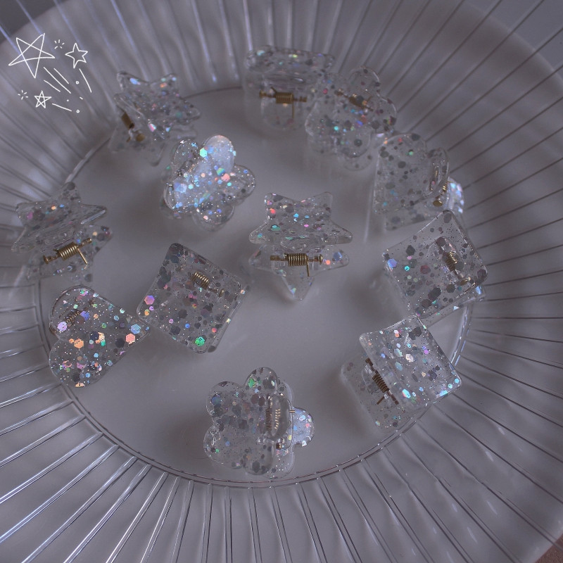 2 buc/lot paiete cu sclipici agrafă de păr din rășină transparentă agrafe breton pentru fete mini agrafe gheare de păr accesorii de păr simple pentru femei