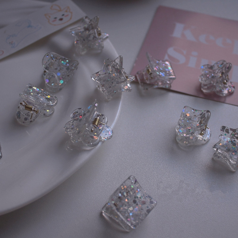 2 buc/lot paiete cu sclipici agrafă de păr din rășină transparentă agrafe breton pentru fete mini agrafe gheare de păr accesorii de păr simple pentru femei