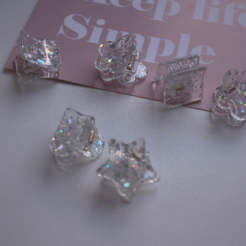 2 buc/lot paiete cu sclipici agrafă de păr din rășină transparentă agrafe breton pentru fete mini agrafe gheare de păr accesorii de păr simple pentru femei