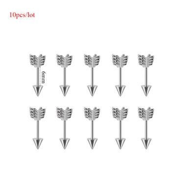 10 db Arrow Ipari súlyzó sebészeti acél porcos fülbevaló Helix Stud Piercing Oreja egyenes súlyzó testékszer 16g