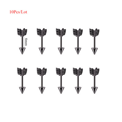 10 db Arrow Ipari súlyzó sebészeti acél porcos fülbevaló Helix Stud Piercing Oreja egyenes súlyzó testékszer 16g