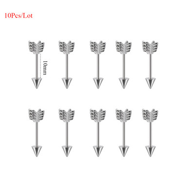 10 db Arrow Ipari súlyzó sebészeti acél porcos fülbevaló Helix Stud Piercing Oreja egyenes súlyzó testékszer 16g