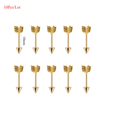 10 db Arrow Ipari súlyzó sebészeti acél porcos fülbevaló Helix Stud Piercing Oreja egyenes súlyzó testékszer 16g