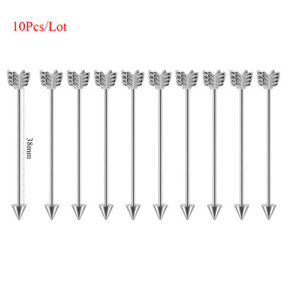 10 db Arrow Ipari súlyzó sebészeti acél porcos fülbevaló Helix Stud Piercing Oreja egyenes súlyzó testékszer 16g