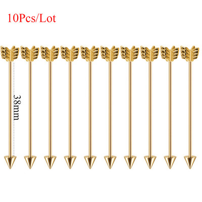 10 db Arrow Ipari súlyzó sebészeti acél porcos fülbevaló Helix Stud Piercing Oreja egyenes súlyzó testékszer 16g