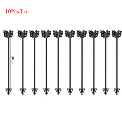 10 db Arrow Ipari súlyzó sebészeti acél porcos fülbevaló Helix Stud Piercing Oreja egyenes súlyzó testékszer 16g