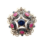 Broșă cu flori antice turcești pentru femei, rășină, retro, culoare aurie, broșe rotunde, stea, broșe, ace de bijuterii etnice de mireasă