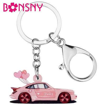 Bonsny akrilinis Valentino dienos meilės balionas sportinis automobilio raktų pakabukai žiedai moterims mergaičių paauglių krepšys automobilio piniginės papuošalai žavesio dovana
