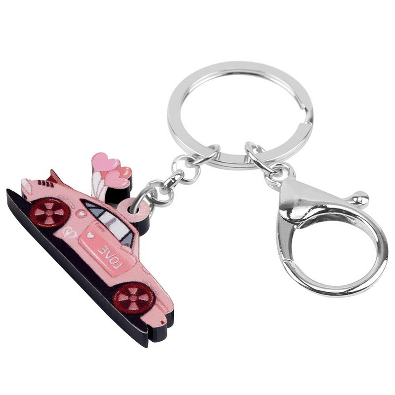 Bonsny Acrilic Ziua Îndrăgostiților Balon Dragoste Mașină Sport Breloc Inele pentru Femei Fată Adolescent Geantă Poșeta Auto Decoratiuni Charm Cadou