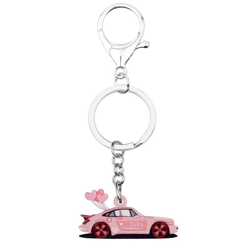 Bonsny Acrilic Ziua Îndrăgostiților Balon Dragoste Mașină Sport Breloc Inele pentru Femei Fată Adolescent Geantă Poșeta Auto Decoratiuni Charm Cadou