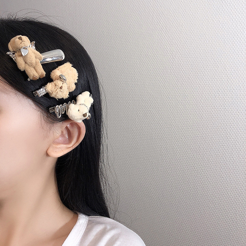 Drăguț de pluș în formă de urs agrafă de păr personalitate agrafă de desene animate cu cioc de rață agrafă drăguț pentru breton neobișnuit pentru femei Accesorii de păr