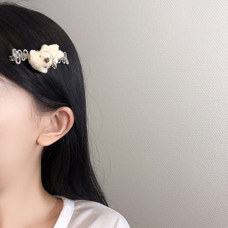 Drăguț de pluș în formă de urs agrafă de păr personalitate agrafă de desene animate cu cioc de rață agrafă drăguț pentru breton neobișnuit pentru femei Accesorii de păr