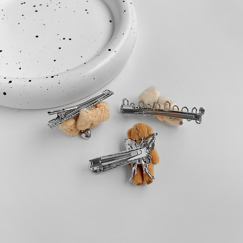 Drăguț de pluș în formă de urs agrafă de păr personalitate agrafă de desene animate cu cioc de rață agrafă drăguț pentru breton neobișnuit pentru femei Accesorii de păr
