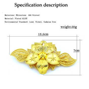 Sunspicems Νέα 24Κ χρυσό χρώμα Αφρικής Γυναικεία καρφίτσα Φόρεμα λουλουδιών Κοσμήματα Σήμα καρφίτσες πέτο Femme Clips Ζακέτα Μεγάλες καρφίτσες Bijoux