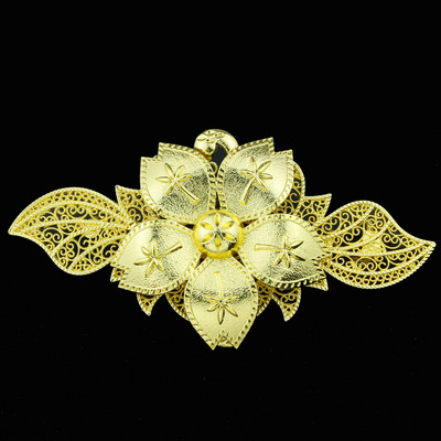 Sunspicems New 24K Gold Color Africa Femei Broșă Rochie de flori Bijuterii Insigna Ace de rever Femme Clips Cardigan Brose mari Bijoux
