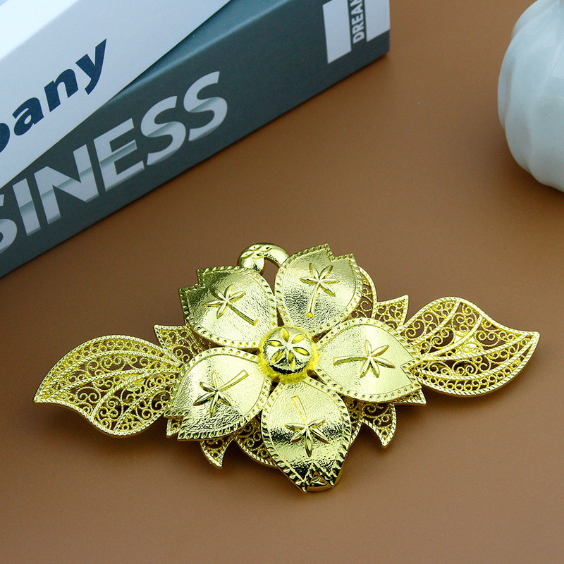 Sunspicems New 24K Gold Color Africa Femei Broșă Rochie de flori Bijuterii Insigna Ace de rever Femme Clips Cardigan Brose mari Bijoux