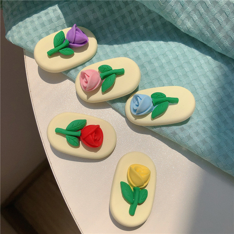 Agrafă colorată pentru lalele, clemă de rață, dulce și drăguță, agrafă de păr pentru breton, clemă laterală, 2022, accesorii de păr cu flori de vară pentru femei