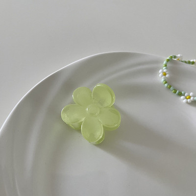 Korejska modna zelena serija, akrilna cvjetna kandža za kosu, prozirna rakova kopča za kosu, ljetni ženski dodaci za kosu 2022.