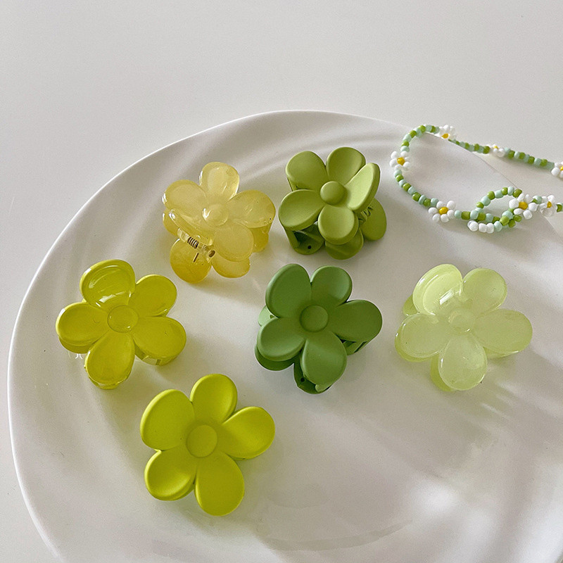 Korejska modna zelena serija, akrilna cvjetna kandža za kosu, prozirna rakova kopča za kosu, ljetni ženski dodaci za kosu 2022.