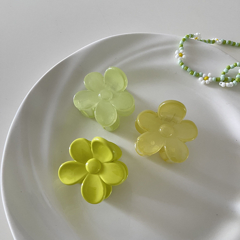 Korejska modna zelena serija, akrilna cvjetna kandža za kosu, prozirna rakova kopča za kosu, ljetni ženski dodaci za kosu 2022.