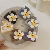 Clemă pătrată mică cu gheare pentru femei Gheară de păr Floare de soare Smiley Cleme de păr pentru fete Clip cu gheare Crab pentru femei Accesorii de păr pentru păr