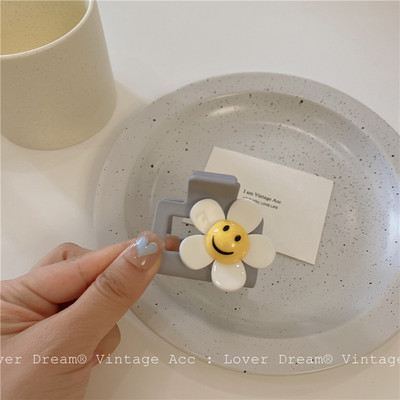 Clemă pătrată mică cu gheare pentru femei Gheară de păr Floare de soare Smiley Cleme de păr pentru fete Clip cu gheare Crab pentru femei Accesorii de păr pentru păr