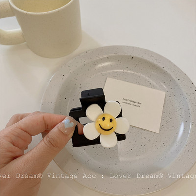 Clemă pătrată mică cu gheare pentru femei Gheară de păr Floare de soare Smiley Cleme de păr pentru fete Clip cu gheare Crab pentru femei Accesorii de păr pentru păr