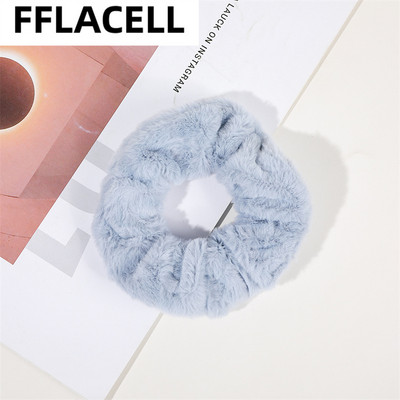 2022 frânghii de păr din blană de iepure artificială, iarnă, caldă, moale, inel de păr de pluș pentru fete, scronchies colorate, accesorii de păr pentru femei, accesorii pentru cap