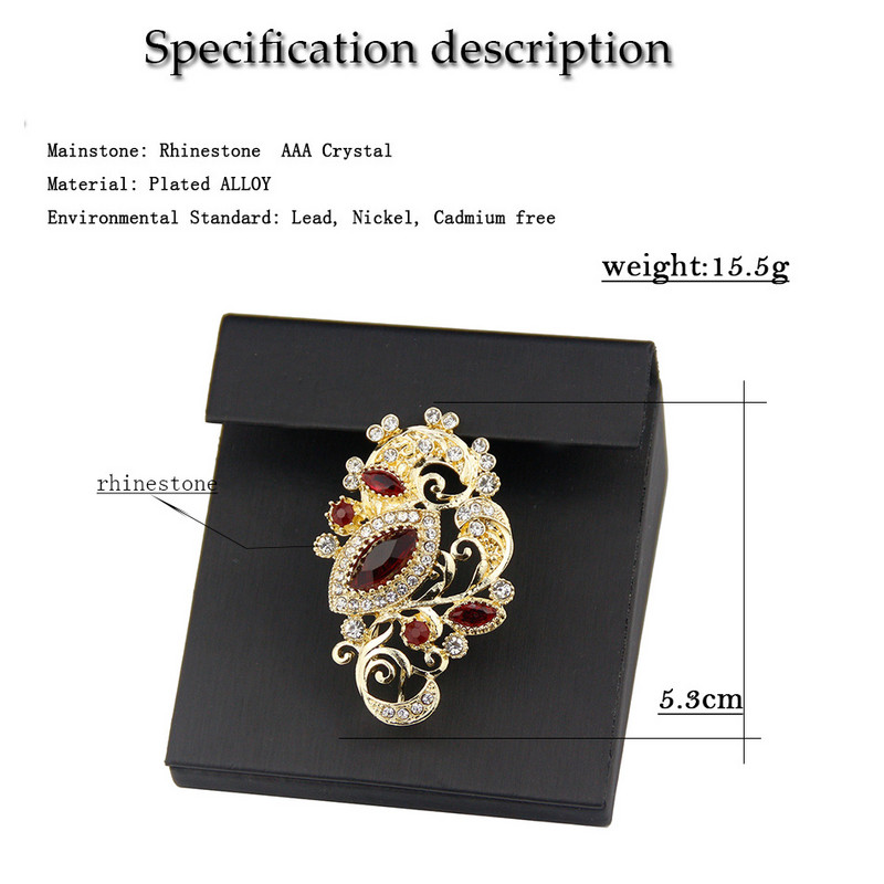 Sunspicems Arany Színű Kristály Bross Női Sál Kaftán Esküvői Ékszer Marokkó Arab Etnikai Bijoux Dubai Virág Bross
