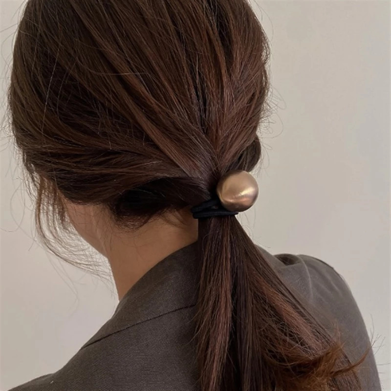 FFLACEL Trendy Metal Geometric Square Ball Rotund Cerc de păr Funie elastică Coadă de cal Accesorii de păr pentru femei fete