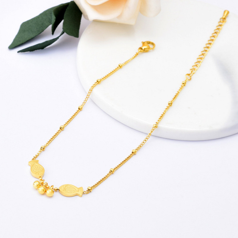 Oțel inoxidabil 316L, noua modă, bijuterii de ultimă generație, cu margele, sculptură în Qelicate, pește mic, pește auriu, cu lanț de farmec, gleznă pentru femei