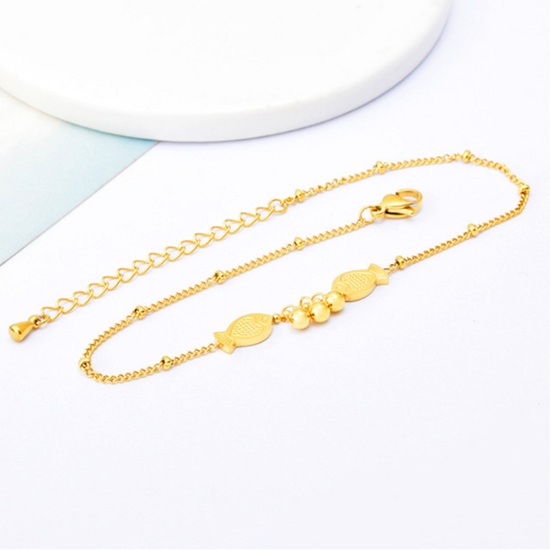 Oțel inoxidabil 316L, noua modă, bijuterii de ultimă generație, cu margele, sculptură în Qelicate, pește mic, pește auriu, cu lanț de farmec, gleznă pentru femei