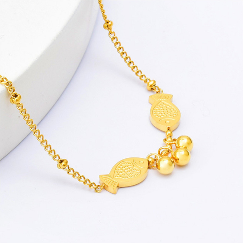 Oțel inoxidabil 316L, noua modă, bijuterii de ultimă generație, cu margele, sculptură în Qelicate, pește mic, pește auriu, cu lanț de farmec, gleznă pentru femei