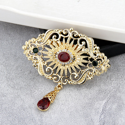 Sunspicems 2020, culoare aurie, broșă Maroc pentru femei, arabescă, flori de cristal, eșarfă, ace de rever, bijuterii de nuntă arabe, cadou de mireasă