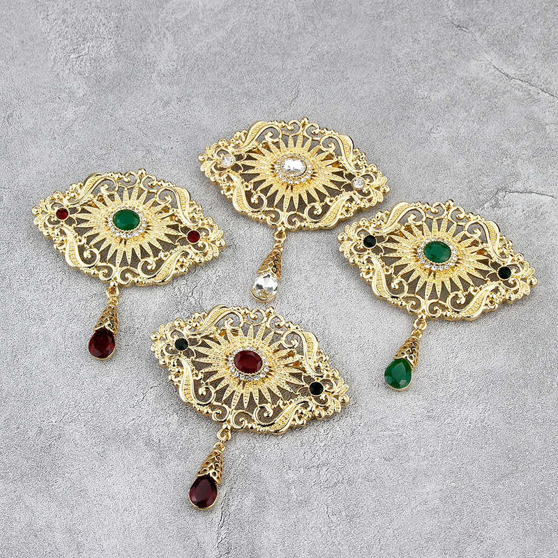 Sunspicems 2020, culoare aurie, broșă Maroc pentru femei, arabescă, flori de cristal, eșarfă, ace de rever, bijuterii de nuntă arabe, cadou de mireasă