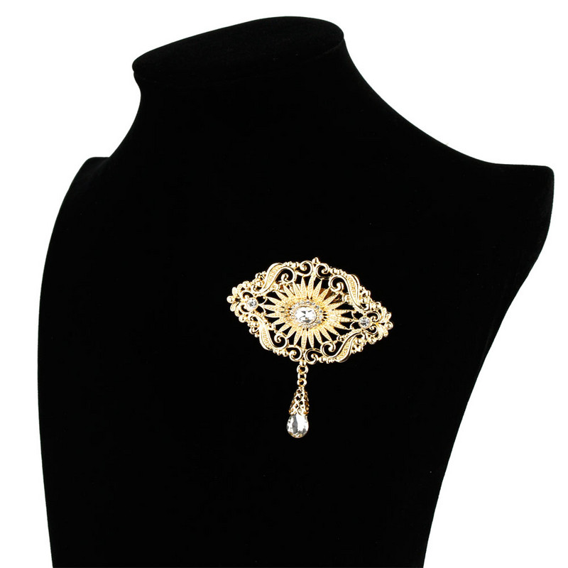 Sunspicems 2020, culoare aurie, broșă Maroc pentru femei, arabescă, flori de cristal, eșarfă, ace de rever, bijuterii de nuntă arabe, cadou de mireasă