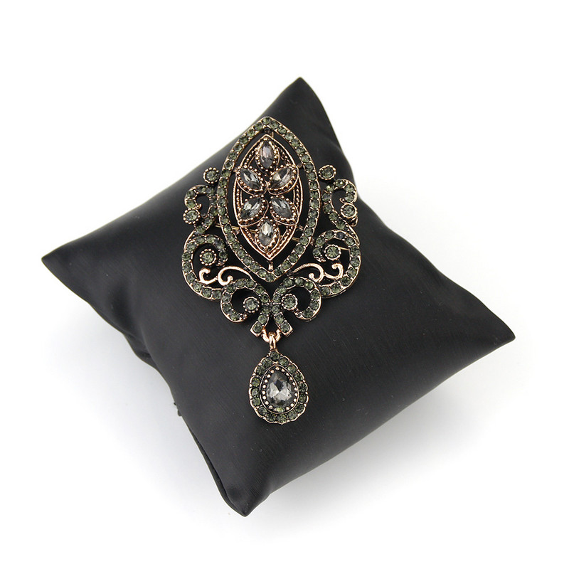 Sunspicems Vintage sivi broš s kristalnim cvijetom Bohemijski nakit Turski dizajn Igle za revere