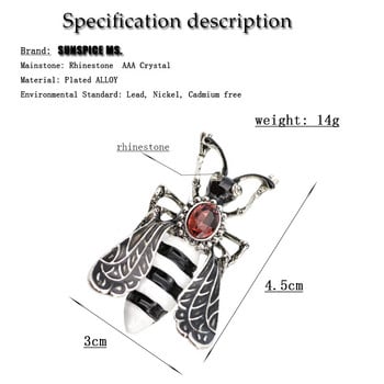Μόδα Ρωσία Γυναικείες καρφίτσα με έντομο καρφίτσα στρογγυλό κρύσταλλο ρετρό ασημί χρώμα σμάλτο Υπέροχο κοσμήματα ζώων Παιδικό φεστιβάλ δώρο 2020