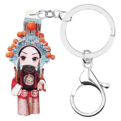 Breloc acrilic Bonsny încântător chinezesc Opera din Beijing Breloc cheie Breloc estetic Bijuterii pentru femei, copii, prieteni, cadou, brelocuri de mașină