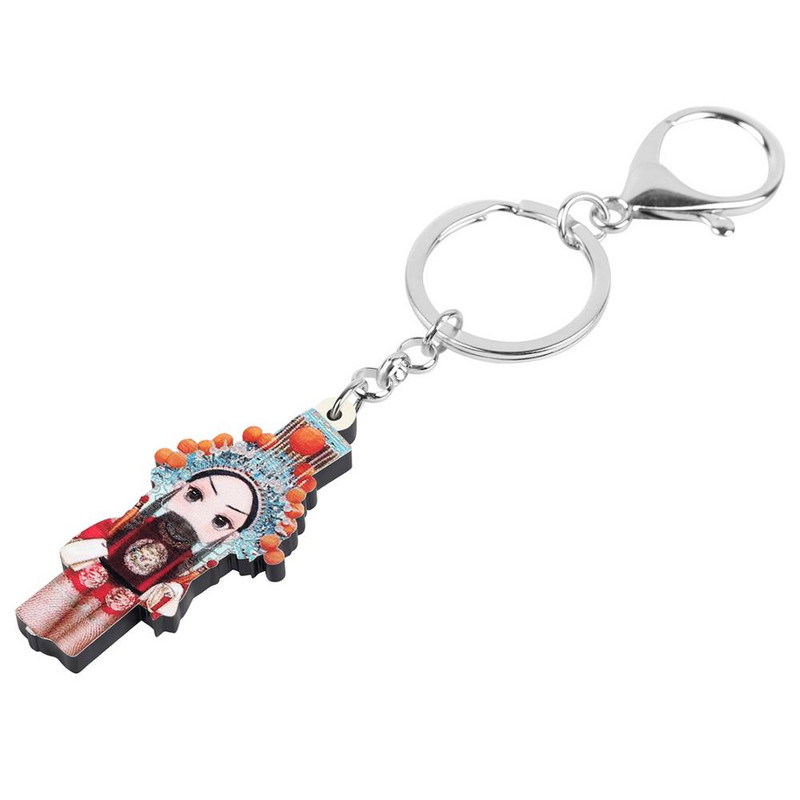 Breloc acrilic Bonsny încântător chinezesc Opera din Beijing Breloc cheie Breloc estetic Bijuterii pentru femei, copii, prieteni, cadou, brelocuri de mașină