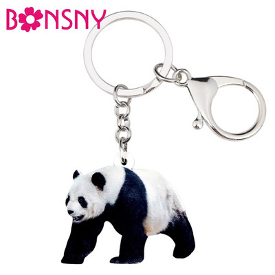 Bonsny akril rajzfilm kínai panda kulcstartók kulcstartó gyűrűk táska autós bűbájok állati ékszerek nőknek lányoknak hölgyeknek tiniknek ajándék
