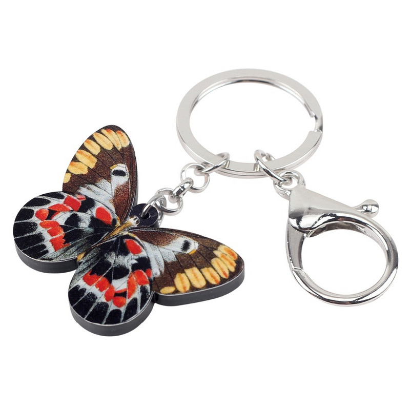 Bonsny Statement Acrilic Floral Fluture Insecte Breloc Breloc Inel Bijuterii de modă Pentru Femei Fete Poșetă Breloc mașină Vrac