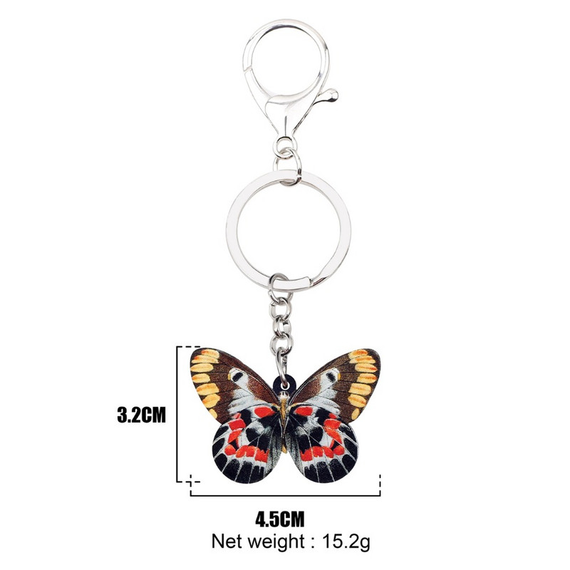 Bonsny Statement Acrilic Floral Fluture Insecte Breloc Breloc Inel Bijuterii de modă Pentru Femei Fete Poșetă Breloc mașină Vrac