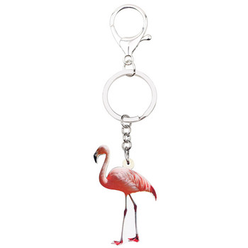 Bonsny Statement Ακρυλικό Flamingo Bird Keychains Μπρελόκ Δαχτυλίδια Μοντέρνα ζωικά κοσμήματα για γυναίκες κορίτσια Τσάντα τσάντα αυτοκινήτου μενταγιόν